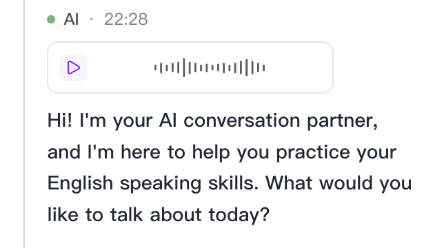 AI conversation interface showing natural speech interaction with real-time audio waveform
